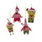 KSA SpongeBob Square Pants and Patrick with hats Christmas ornaments - 3.5" - Pack of 4